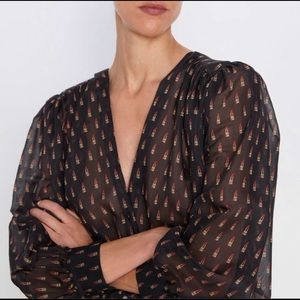 ZARA Lipstick Print 💄 Black Bodysuit